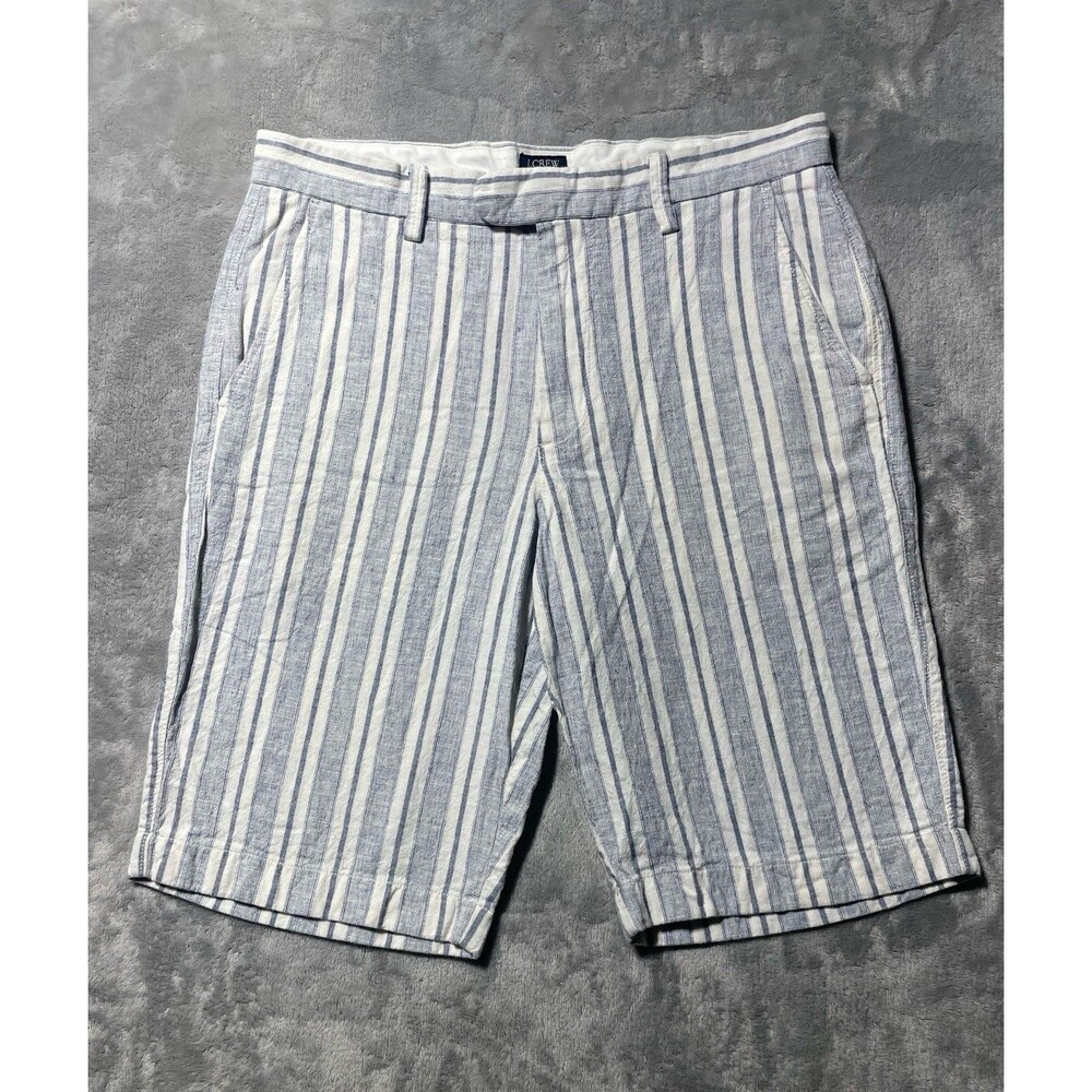 J. Crew Rivington Linen Cotton Blend Shorts Men’s 31 Waist Blue & White Striped